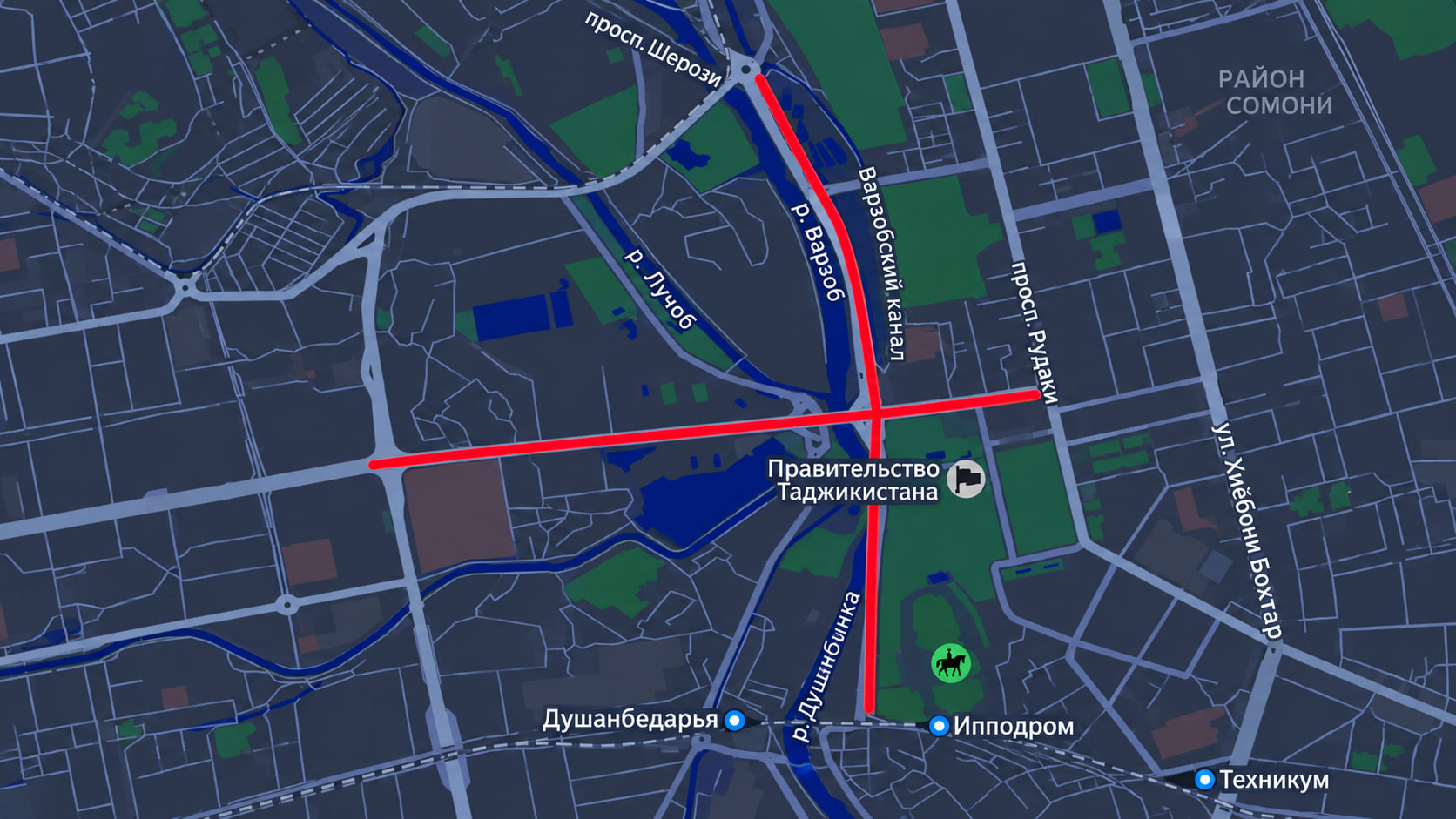 9-sentabr kuni Dushanbedagi ikkita shoh ko'chada transport harakati cheklanadi.